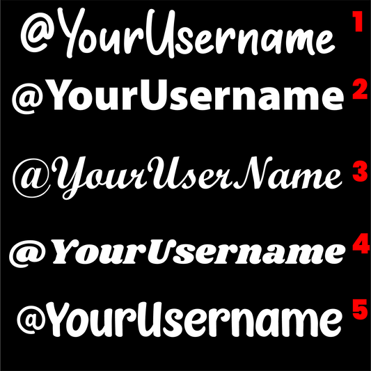 Personalized Username Social Media White Vinyl Window Lettering Decal Truck Car Window Sign