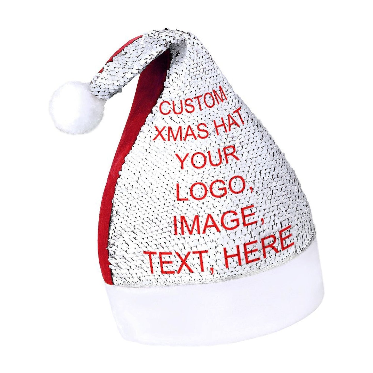 Personalized Sequin Christmas Hat, Your Image, Design, Logo, Text, Promotional Products, Gift Ideas, Personalized Gifts