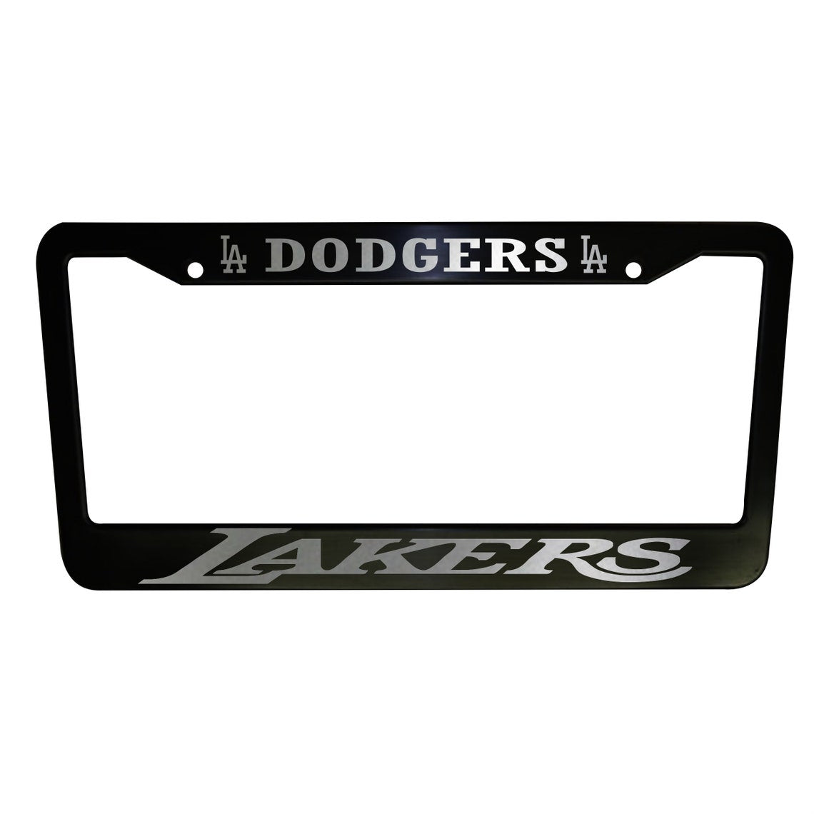 SET of 2 - Los Angeles Dodgers / Lakers Black Plastic or Aluminum License Plate Frames Truck Car Van Décor Accessories New Vehicle Gifts