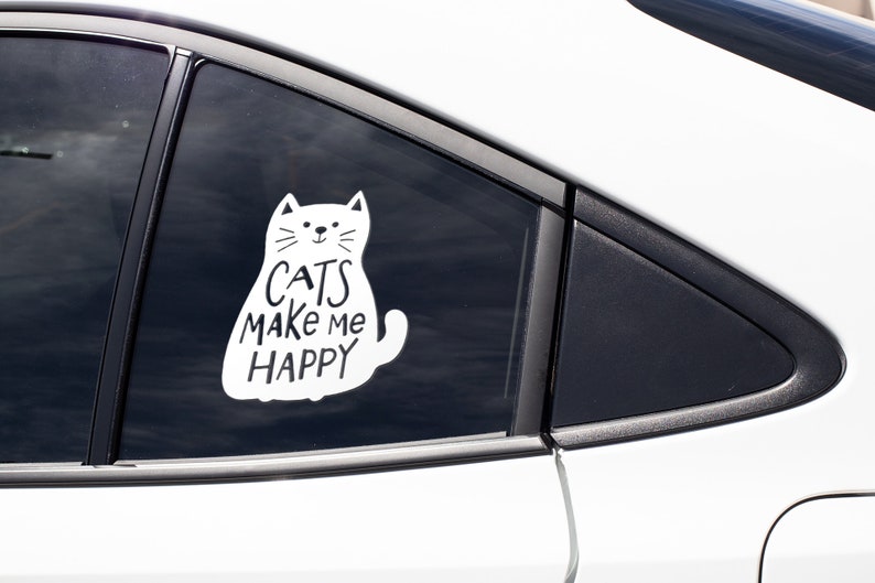 Cats Make Me Happy Vinyl Decal Car Truck Window Vinyl Sticker Vehicle Accessories Car Décor Kitty Outdoor Stickers
