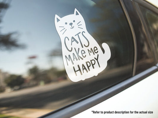 Cats Make Me Happy Vinyl Decal Car Truck Window Vinyl Sticker Vehicle Accessories Car Décor Kitty Outdoor Stickers