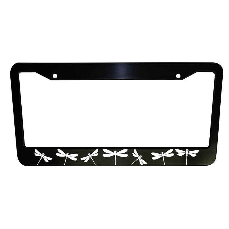 Dragonflies Black Plastic or Aluminum License Plate Frames Truck Car Van Décor Vehicle Accessories New Car Gifts Custom Holders