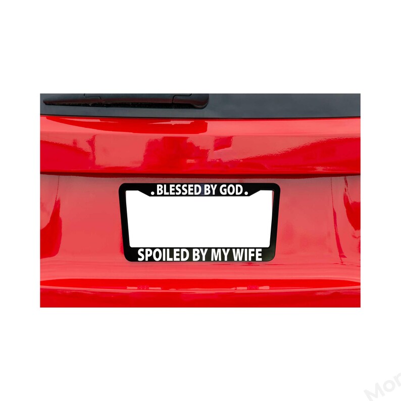 Blessed by God - Wife License Plate Frame, Funny Black Plastic, Aluminum, Truck Decor, Car Accessories, Car Parts, Plate Holders, Meme Frame