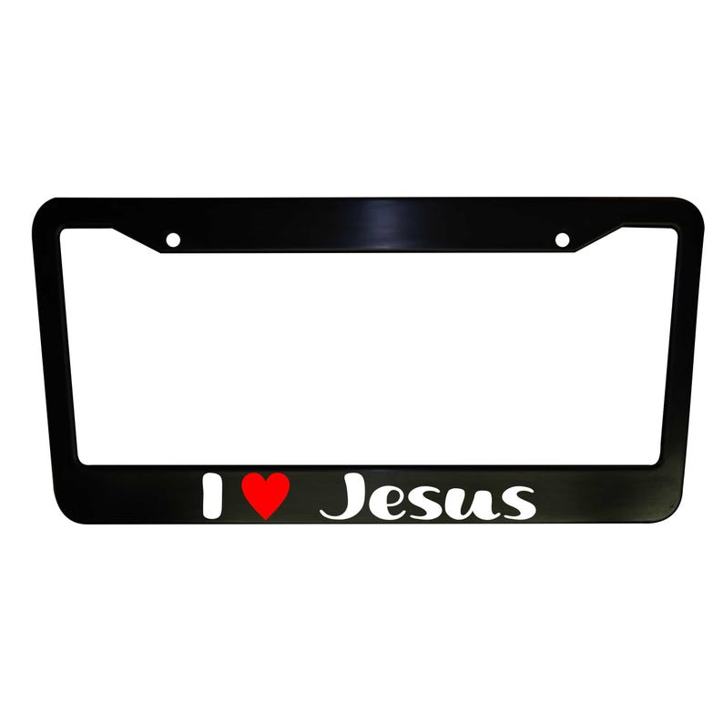 Christian Car License Plate Frame, I Love Jesus Car Accessory, Plastic or Aluminum, Car Decor, Car Accessories, Religious Gifts