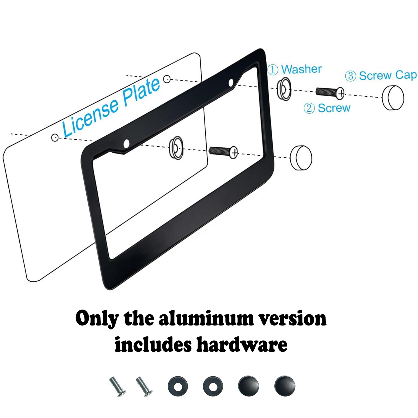 Thin Blue Line Police Car License Plate Frame, Back the Blue Support, Car Decor, Black Plastic, Aluminum, Truck Decor, Car Accessories