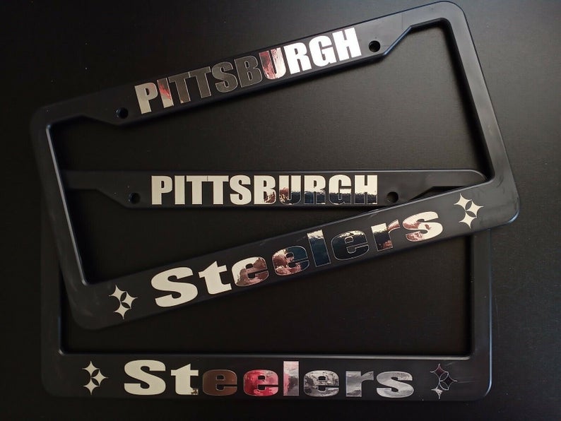 Tap frynser Tilintetgøre Set of 2 - Pittsburgh Steelers Car License Plate Frames Black Plastic –  Monkey Feet Graphics