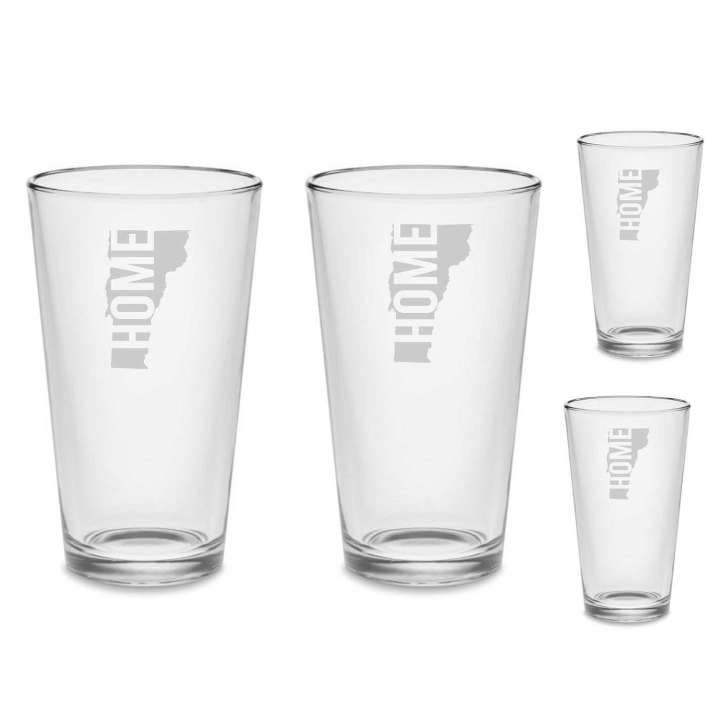 SET Vermont Home Custom Pint Glasses Tumblers Drinkware 16 oz. Cocktail Mixing Glass Kitchen Decor