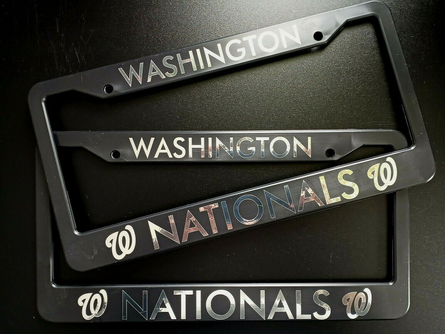 Set of 2 Washington Nationals Car License Plate Frames Plastic or Aluminum Black Truck Parts Vehicle Accessories Auto Decor