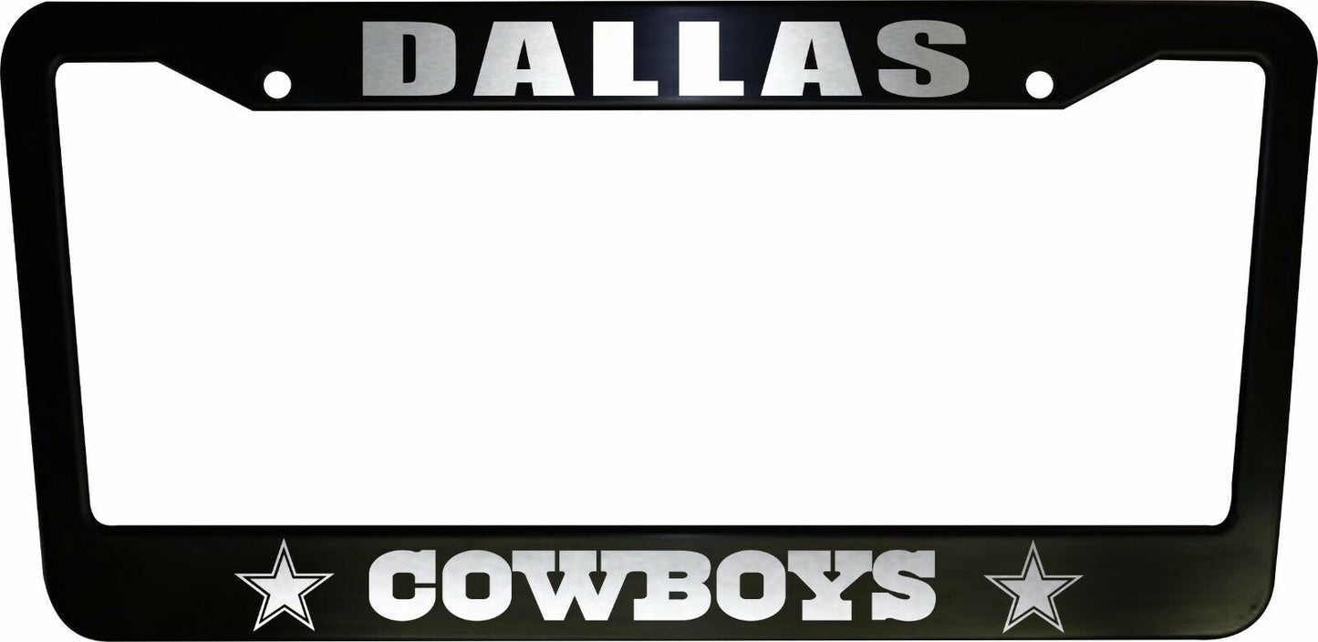 Set of 2 Dallas Cowboys Black Plastic or Aluminum License Plate Frames Truck Car Van Décor Accessories Auto Parts