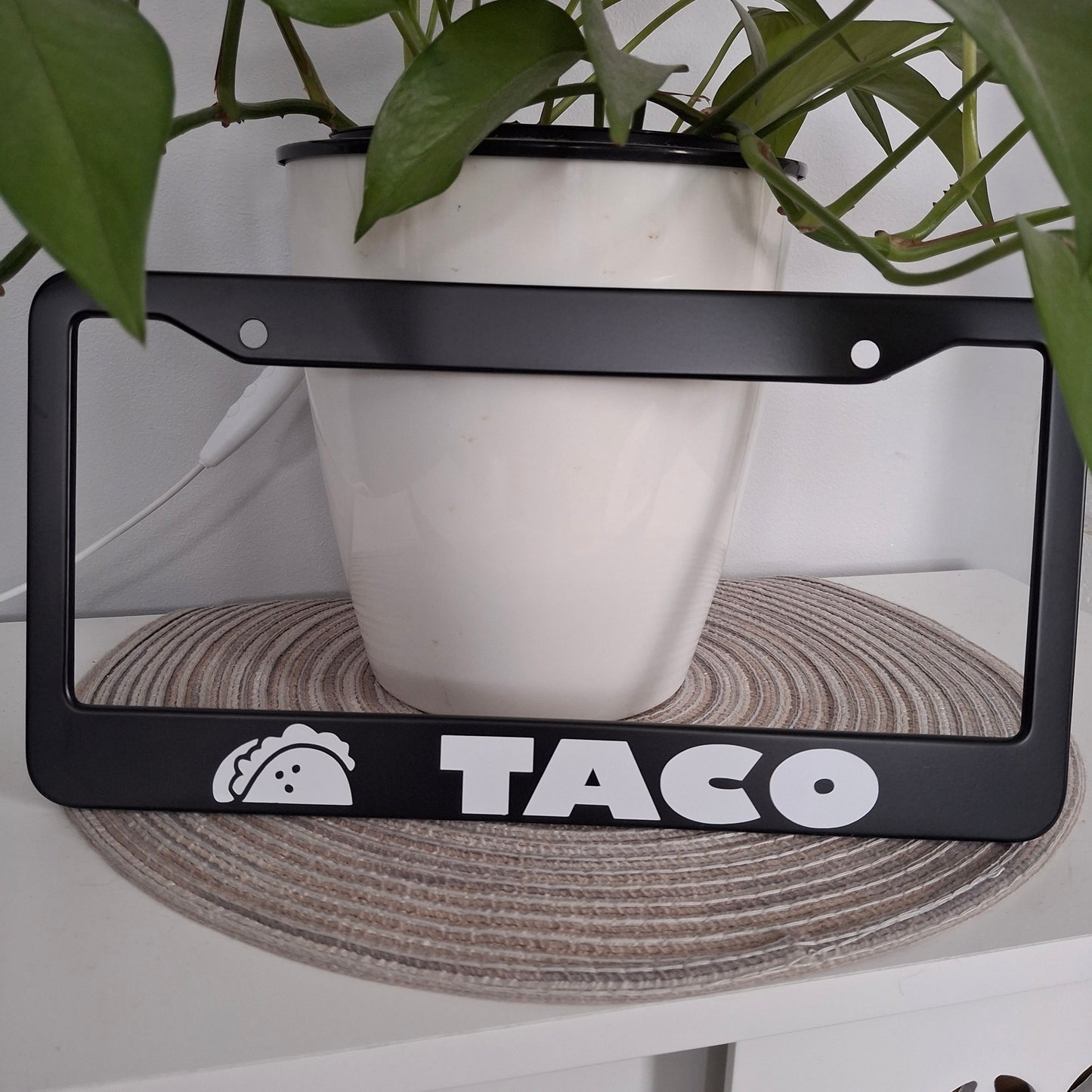 Taco Funny Black Plastic Aluminum Metallic License Plate Frame Truck Car Van Decor Car Accessories New Car Gifts Auto Parts