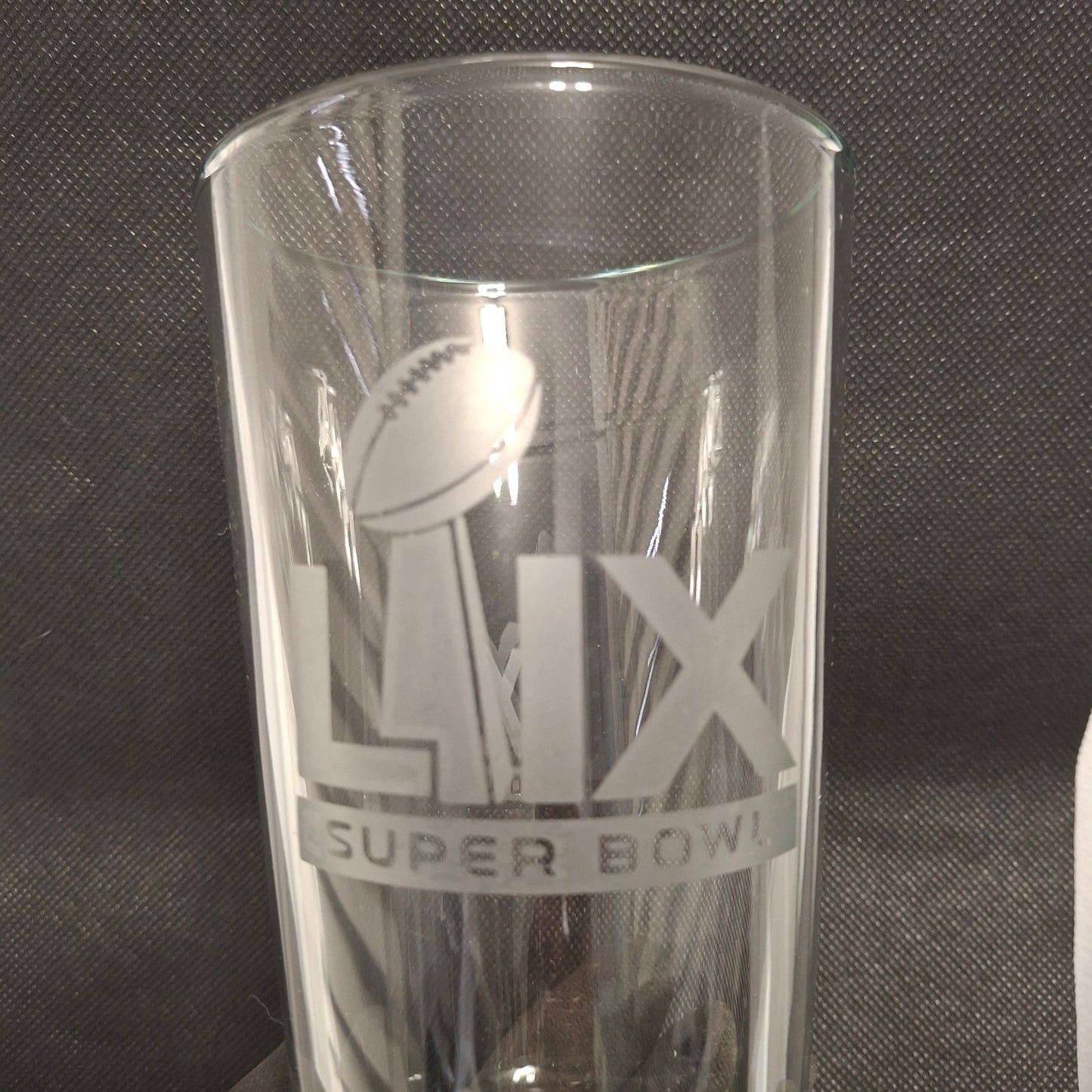 SET Super Bowl 59 - 2025 Custom Pint Beer Glasses Etched Tumblers Drinkware 16 oz. Cocktail Mixing Glass Football Party