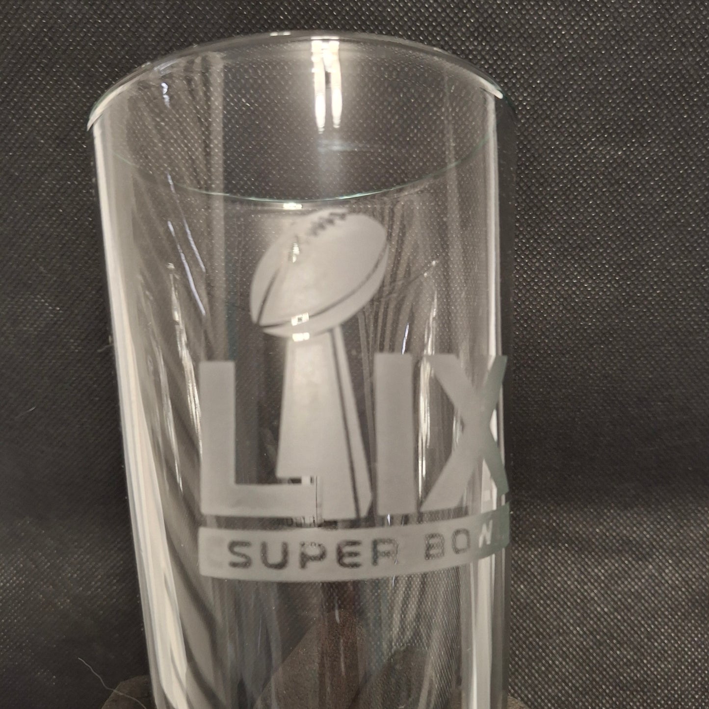 SET Super Bowl 59 - 2025 Custom Pint Beer Glasses Etched Tumblers Drinkware 16 oz. Cocktail Mixing Glass Football Party