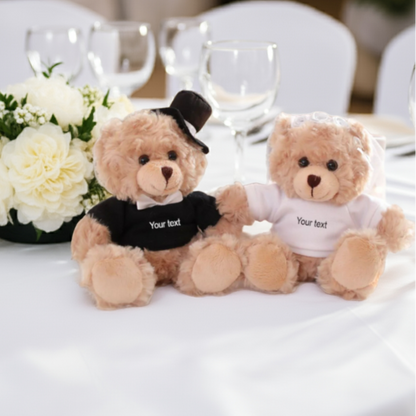 3pc Custom Couple Wedding Bears, 6" Personalized Stuffed Animals, Your Image, Design, Logo, Text, Gift Ideas, Personalized Gifts