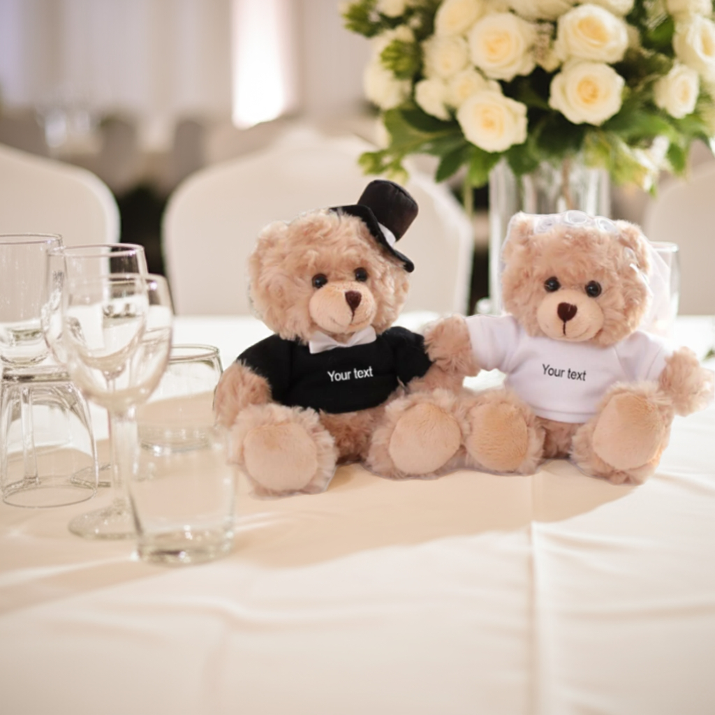 3pc Custom Couple Wedding Bears, 6" Personalized Stuffed Animals, Your Image, Design, Logo, Text, Gift Ideas, Personalized Gifts