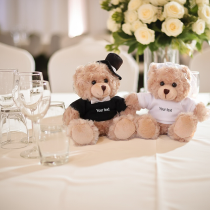 3pc Custom Couple Wedding Bears, 6" Personalized Stuffed Animals, Your Image, Design, Logo, Text, Gift Ideas, Personalized Gifts
