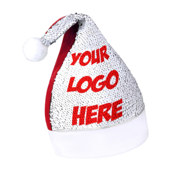 Personalized Sequin Christmas Hat, Your Image, Design, Logo, Text, Promotional Products, Gift Ideas, Personalized Gifts