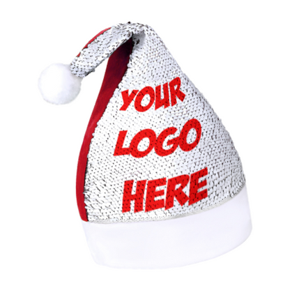Personalized Sequin Christmas Hat, Your Image, Design, Logo, Text, Promotional Products, Gift Ideas, Personalized Gifts
