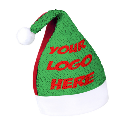Personalized Sequin Christmas Hat, Your Image, Design, Logo, Text, Promotional Products, Gift Ideas, Personalized Gifts