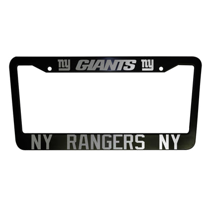 SET of 2 - New York Giants / Rangers Black Plastic or Aluminum License Plate Frames Truck Car Van Décor Accessories New Vehicle Gifts Holder