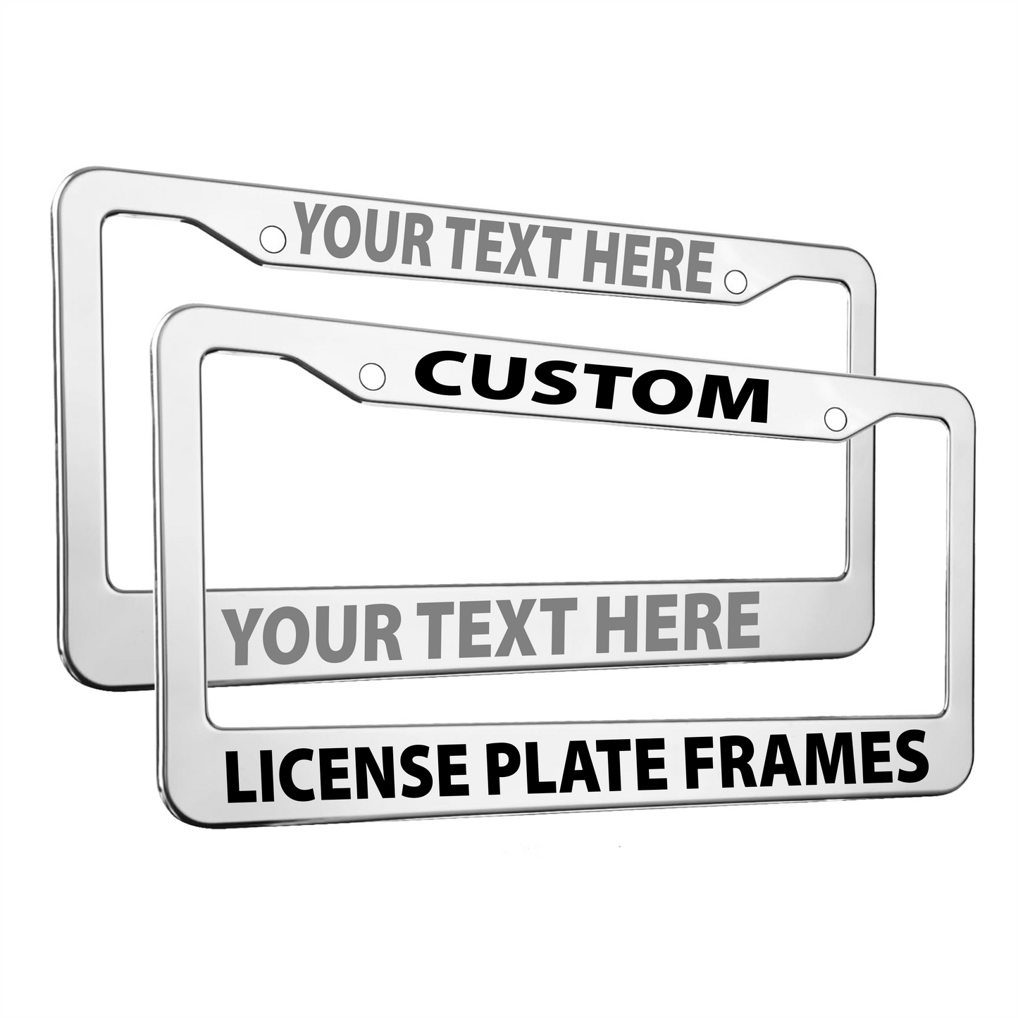 Silver Custom Car License Plate Frame, Silver Aluminum Truck Car Van Decor Vehicle Accessories Auto Parts, Promotional Products