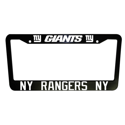 SET of 2 - New York Giants / Rangers Black Plastic or Aluminum License Plate Frames Truck Car Van Décor Accessories New Vehicle Gifts Holder