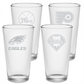 SET Philadelphia Teams Eagles Flyers Phillies Sixers Pint Glasses Etched Tumbler Drinkware 16 oz. Cocktail Mixing Glass