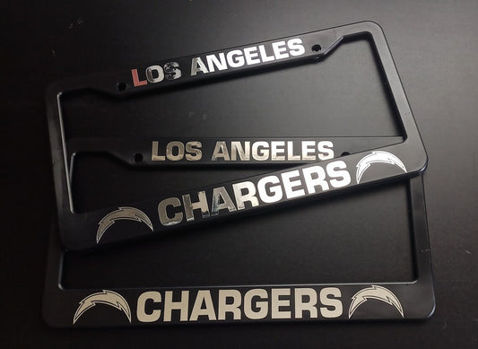 SET of 2 - Los Angeles Chargers Black Plastic or Aluminum License Plate Frames Truck Car Van Décor Car Accessories New Car Gifts Covers