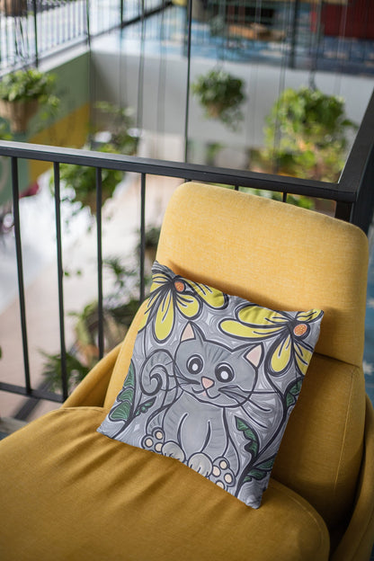 Square Cat Pillowcase Handmade Painted Crafted Cotton Canvas Gifts Home Decor