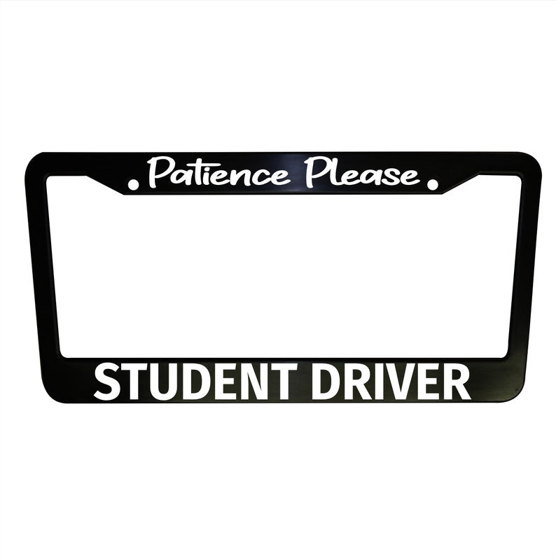 Student Driver Black Plastic Aluminum License Plate Frame Truck Car Van Decor Vehicle Accessories New Driver Car Gifts Parts Teenagers