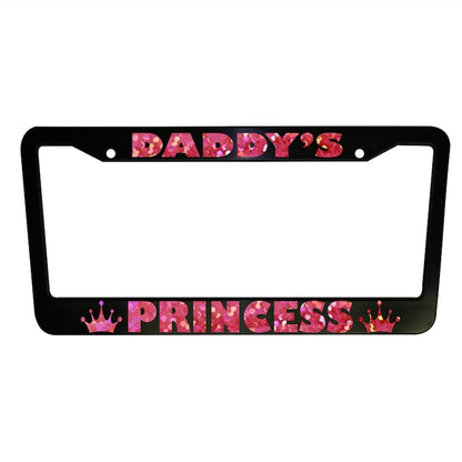 Daddy's Princess Black Plastic or Aluminum License Plate Frame Truck Car Van Décor Car Accessories Car Gifts Holder Funny Auto Parts