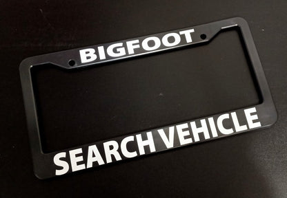 Bigfoot Search Vehicle Funny Car License Plate Frame Black Plastic or Aluminum Truck Car Van Décor Car Accessories New Vehicle Gifts Auto Parts