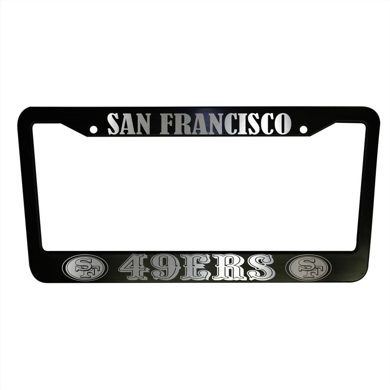 SET of 2 - San Francisco 49ers Old Logo Black Plastic or Aluminum License Plate Frames Truck Car Van Décor Car Accessories New Car Gifts