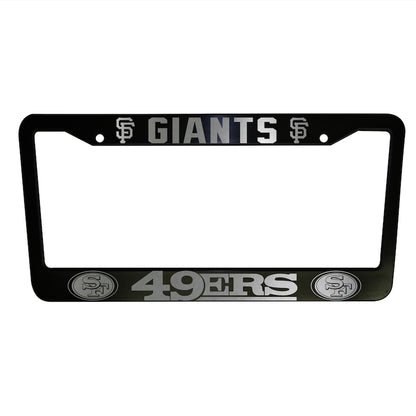 SET of 2 - San Francisco Giants / 49ers Black Plastic or Aluminum License Plate Frames Truck Car Van Décor Accessories New Vehicle Gifts