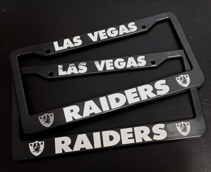 Set of 2 Las Vegas Raiders Black Plastic or Aluminum Car License Plate Frames Truck Parts Vehicle Accessories Car Decor