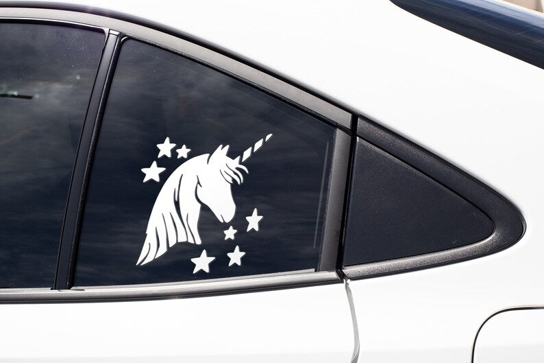 Unicorn Stars Cute Vinyl Decal Car Truck Window Vinyl Sticker Vehicle Accessories Car Décor Outdoor Weather Proof