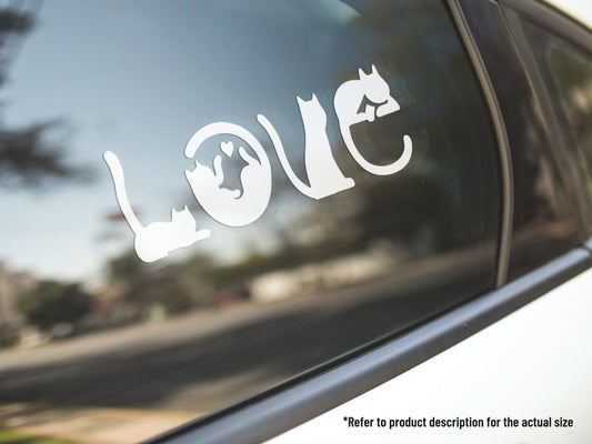 Love Cats Silhouette Vinyl Decal Car Truck Window Vinyl Sticker Vehicle Accessories Car Décor Kitty Outdoor Stickers