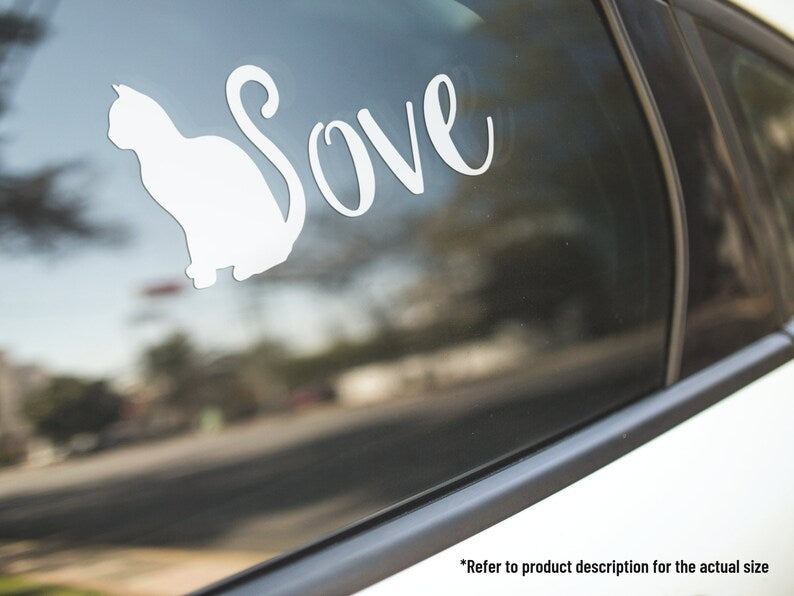 Cat Love Vinyl Decal Car Truck Window Vinyl Sticker Vehicle Accessories Car Décor Kitty Outdoor Stickers