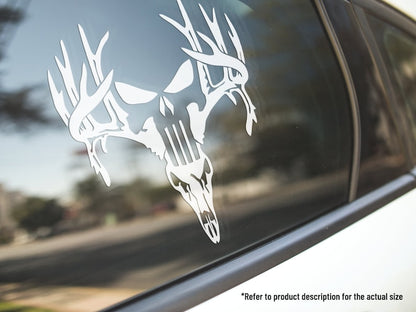 Deer Antlers Punisher Skull Decal Vinyl Car Truck Window Vinyl Sticker Vehicle Accessories Car Décor Outdoor Weather Proof