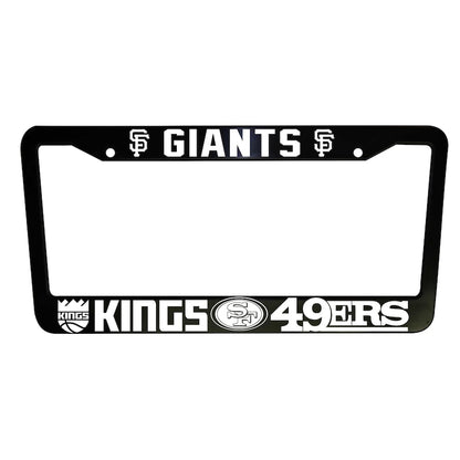 SET of 2 - San Francisco Giants, 49ers, Sacramento Kings Black Plastic or Aluminum License Plate Frames Truck Car Van Vehicle Accessories