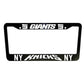 SET of 2 - New York Giants / Knicks Black Plastic or Aluminum License Plate Frames Truck Car Van Décor Accessories New Vehicle Gifts Holder