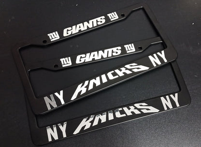 SET of 2 - New York Giants / Knicks Black Plastic or Aluminum License Plate Frames Truck Car Van Décor Accessories New Vehicle Gifts Holder