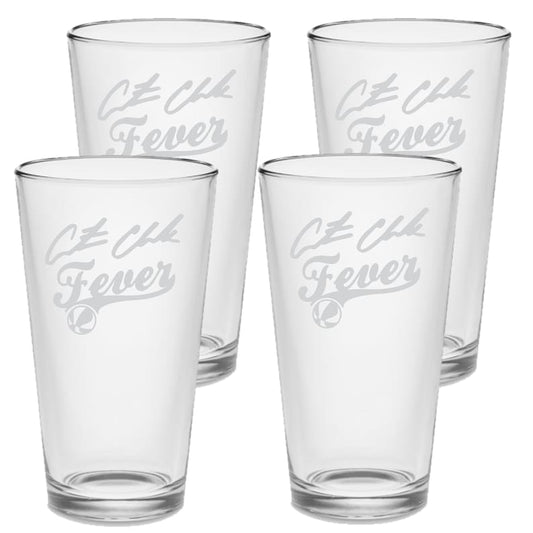 Set - Clark Fever Pint Beer Glasses Etched Tumblers Drinkware 16 oz. Drinking Glasses Cocktail Mixing Glass