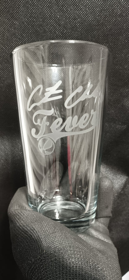 Set - Clark Fever Pint Beer Glasses Etched Tumblers Drinkware 16 oz. Drinking Glasses Cocktail Mixing Glass