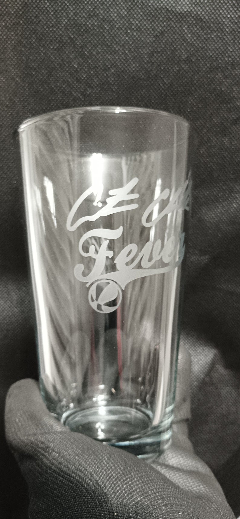 Set - Clark Fever Pint Beer Glasses Etched Tumblers Drinkware 16 oz. Drinking Glasses Cocktail Mixing Glass