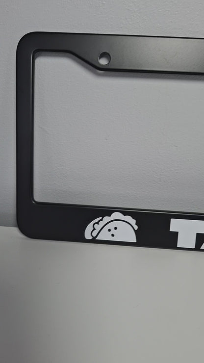 Taco Funny Black Plastic Aluminum Metallic License Plate Frame Truck Car Van Decor Car Accessories New Car Gifts Auto Parts