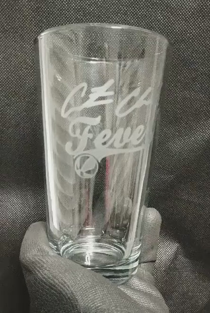 Set - Clark Fever Pint Beer Glasses Etched Tumblers Drinkware 16 oz. Drinking Glasses Cocktail Mixing Glass