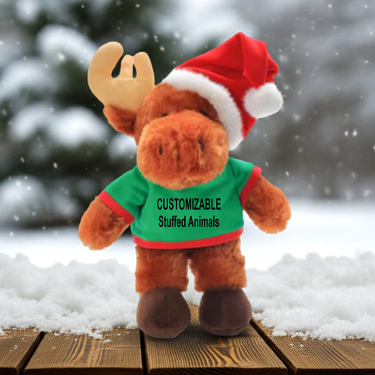 3pcs Personalized Stuffed Moose 12" Custom Stuffed Animals, Your Image, Design, Logo, Text, Promotional Products, Gift Ideas, Personalized Gifts