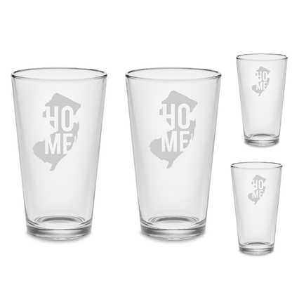 SET New Jersey Home Custom Pint Drinking Glasses Tumblers Drinkware 16 oz. Cocktail Mixing Glass