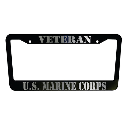 Set of 2 U.S. Marine Corps Veteran Car License Plate Frames Plastic or Aluminum Black Truck Parts Vehicle Accessories Auto Decor