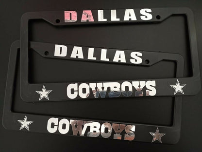 Set of 2 Dallas Cowboys Black Plastic or Aluminum License Plate Frames Truck Car Van Décor Accessories Auto Parts